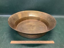 Large Antique Spun Brass Wash Basin Aged Patina Decorative Bowl 16