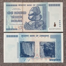 Zimbabwe 100 Trillion Dollar Banknote UNC Paper Notes Uncirculated Collection picture
