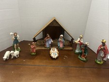 Vtg Wales Japan Nativity Mary Joseph Jesus Wisemen Manger Shepherd Angel 4”-5” picture