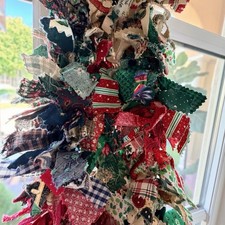 Vintage 1990s Rag Fabric Christmas Garland – 14 Feet Long Handmade Holiday decor picture