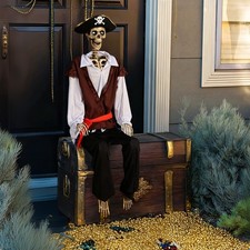 Yescom 5.6 ft. Halloween Pirate Captain Skeleton Life Size Skull Outdoor picture