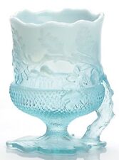 Spooner Spoonholder - Acorn Pattern - Aqua / Blue Opalescent Glass - Mosser USA picture