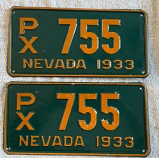 Excellent Pair Of 1933 Nevada License Plates See My Other Plates picture