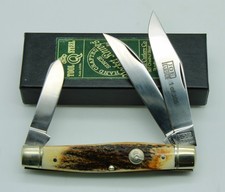 Queen Cutlery USA Joe Pardue (Schatt & Morgan) Stag D2 Stockman Pattern  /300 picture