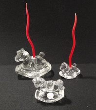 Lot 3 rocking horse crystal glass candle holders figurine one Princess House picture