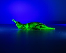 Deep Green Uranium Glass Spotted Slug glass sculpture - Glass UV Spotted SLUG picture