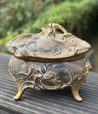 Antique 1920’s Weidlich Bros Jewelry Casket Trinket Box W.B. Gold Art Nouveau picture