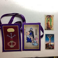 Scapulars Catholic,Purple Scapular and Holy Cards In Spanish Protection, Favors picture