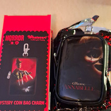 The Conjuring Annabelle Horror Zipper Coin Bag Charm Keychain Black Red picture