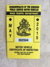 Extremely Rare BAHAMAS MOYOR VEHICLE INSPECTION WINDSHIELD STICKERS, MINT COND. picture