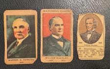 1924 lot of 3 W563 Presidential Strip Cards McKinley, Harding, & Johnson picture