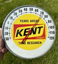 Vintage Kent Feeds Advertising Glass Thermometer Farm Seed Gas Corn Pig Oil Sign picture