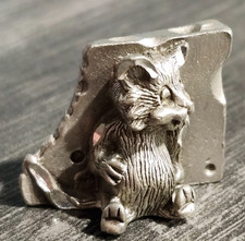 Vintage Cuteri Pewter Mouse With Swiss Cheese Miniature Figurine 1