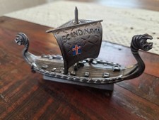 Vintage Scandinavia Metal Viking Longship Figurine picture