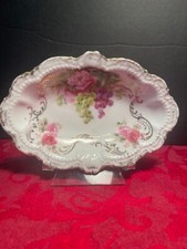 Antique PM Moschendorf Porcelain Factory Small Oval Dish Hand Painted 1895-1910 picture
