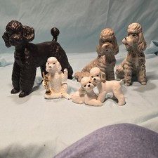 Vintage Mid Century Poodle Figurine Collection Lot of 5 Lefton Enesco UCGC Dogs picture