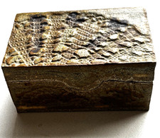 Handmade Studio Pottery Lidded Box Textured Carved Ceramic Signed picture