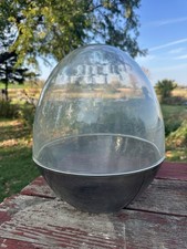 Vintage MCM Tabletop Terrarium Egg 2pc Clear & Smokey Accalac Plastic 12’ picture