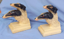 BORZOI BOOKENDS ART DECO dog figurine 1938 original finish picture