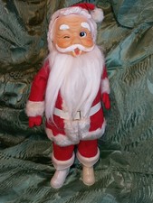 Vintage Holiday Mid Century Winking Santa Claus Rubber Face Doll ~ Japan picture