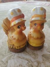 Vintage Salt Pepper Shakers Anthropomorphic Japan Chickens/Hens w/Polka Dot Hats picture