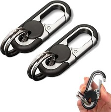 2Pcs Men's Car Key Chain Durable Stainless Steel Keychain with Double Ring picture