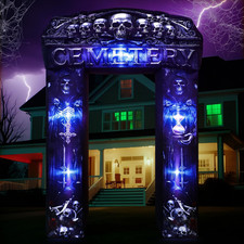 8 Ft Inflatable Halloween Arch Decoration - Blow up Gothic Cemetery Archway Outd picture