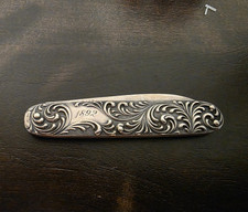 Antique 1892 Bigelow Kennard & Co Boston Sterling Silver Folding Penknife Chased picture