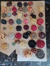 51 Neat Vintage Tight Top Celluloid Plastic Buttons on Card 1” Large 1930s picture