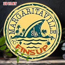 Margaritaville Beach Tropical Fins Tin Metal Signs Home Décor 8x8 picture