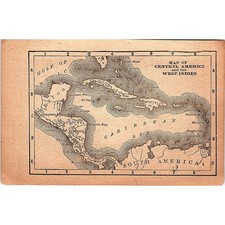 Antique 1889 Map of Central America 1889 Pocket Map Engraving SAG4-H3 picture
