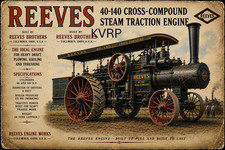 1912 Reeves 40-140 Cross-Compound Steam Traction Engine Museum Poster 17 x 11 picture
