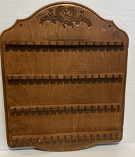 Wood Souvenir Spoon Rack Wall Display 64 Slots Carved Bird Heart Design Vintage picture
