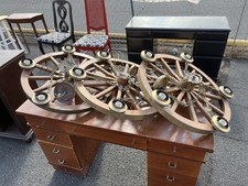 3-Matching, Large Vintage Wagon Wheel Chandelier Rustic 5-Light Copper-Color 24” picture