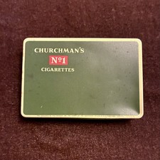 Vintage Churchman's No 1 Cigarettes Green Metal Tin picture