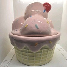 HEB Destination Holiday Ice Cream Cone Canister in Pink W/Sprinkles ***READ picture
