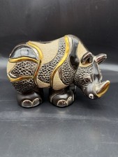 Rhinoceros Ceramic Figurine Artesania Rinconada De Rosa Wildlife Collection picture