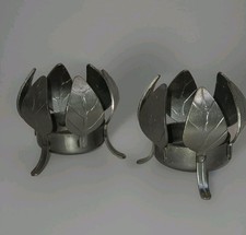 Swedish Candle Holders Pewter Tealight Bud Shape Bostrom Original Modell VTG 2 picture