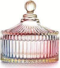 Colorful Glass Jar with Lid Christmas Candy Dish Candy Cookie Jars Jewelry Box picture