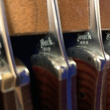 Vintage new Buck Royalty Line of Custom Cutlery Steak Knife Set of 6 Wooden Box picture