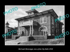 Mccomb Mississippi View Of City Hall c1910 Old Large Historic Photo picture