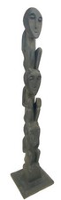 40.5” Protective Totem Pole Yene Native Tribal Art Dark Painted Wood Alien picture
