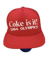 Vtg 1984 Coke Is It, Olympics Red Mesh Snapback Trucker Hat, Estate Sale picture