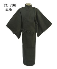 Japanese MEN'S KIMONO YUKATA OBI SET BLACK (YC706)  L SIZE NEW (58) picture