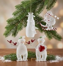 Lot of 4 Blown Glass Ornaments & Figurines - Snowman - Skier - Cardinals picture
