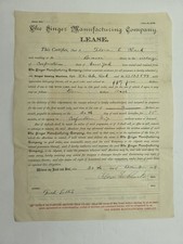1894 antique SINGER SEWING MACHINE LEASE cooperstown ny FLORA L CLARK picture