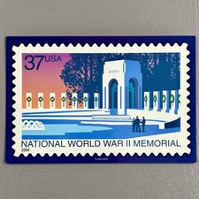 National World War II Memorial Postage Stamp Postcard Unposted picture