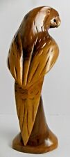 Parrot Wood Carving Perched on Stump Nice Grain Excellent Pre-owned Condition picture