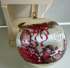 Vintage 1977 Hallmark Baby’s First Christmas Satin Ball Ornament picture