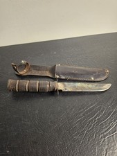 Replica ***c. WWII 2 MK2 US UTICA CUT CO. KA-BAR Fighting Knife w/Leather Sheath picture